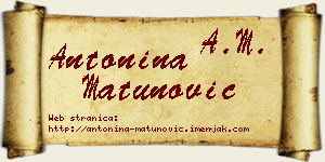 Antonina Matunović vizit kartica
